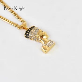 Black Knight Nerūdijančio plieno Egipto Faraono pakabukas karoliai Cirkonio Aukso spalvos Faraonas karoliai Etninės papuošalai BLKN0758