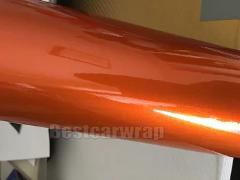 Blizgesys Saulėlydžio Oranžinė Metallic Car Wrap Vinilo Plėvelė Su Oro Išleidimo Saldainiai Blizgus Wrap aplinkosaugos ¾enklelis, Apimantis foi 1.52 x 20m / 5x65ft