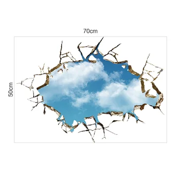 Blue Sky Cloud 3D efektas skaldyti Sienos Lipdukas, skirtas gyvenamojo Kambario, Miegamojo Lubų Apdailai Nuimamas pvc Medžiagos, Tapetai, Plakatai
