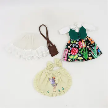 Blyth lėlės drabužiai Suknelė, Prijuostė ir Rankinės Modelį Atsitiktiniai kaimo stiliaus tai jis tinka 1/6 lėlės, normalus ir bendras lėlės