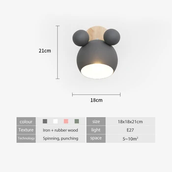 CETANT Šiaurės šalių sienos lempos pelės vaikų WANDLAMPLED animacinių filmų patalpų apšvietimas virtuvės, miegamojo, sieniniai šviestuvai keturių spalvų macaron E27 NAUJAS