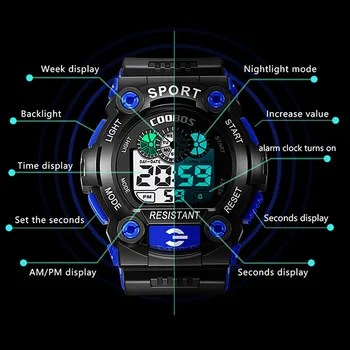 COOBOS Mados LED Elektroninis Skaitmeninis Žiūrėti Vyrų 2020 Šviesos Sporto Vandeniui Vyrų Laikrodžiai Kariuomenės Karinių Laikrodis Zegarek Męski