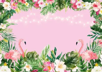 Capisco Pink Flamingo Gimtadienio Fone Atogrąžų Havajų Gėlių Fotografijos Fone Šalis, Baby Shower Photo Booth Reklama
