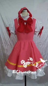 Cardcaptor Sakura Herojė KINOMOTO SAKURA Raudona Suknelė Cosplay Kostiumas