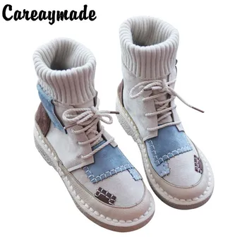 Careaymade-Sen moterų dugnu plokšti batai, minkšto dugno patogus vilnonių linija Martin batai,rankų darbo Institutas moterų batai