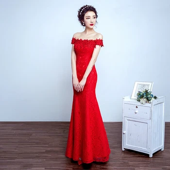 Chalatas de soiree 2020 Nauja Raudona puokštė vakarinę suknelę off peties Undinė Nėrinių vestido de festa prom dresses pritaikyti pagal Užsakymą