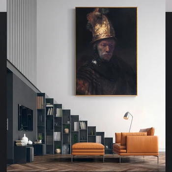 Citon Drobė, aliejus, tapyba, Rembrandt《Žmogus su Auksiniu Šalmu》Kūrinys Plakato Nuotrauka Modernios Sienos Meno dekoro Namų Puošybai