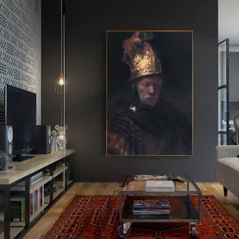 Citon Drobė, aliejus, tapyba, Rembrandt《Žmogus su Auksiniu Šalmu》Kūrinys Plakato Nuotrauka Modernios Sienos Meno dekoro Namų Puošybai