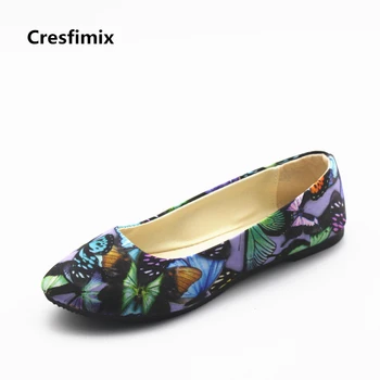 Cresfimix zapatos de mujer moterų mados pavasario & vasaros mėlyna modelis butas batai lady mielas pu odos pažymėjo tne butai a254