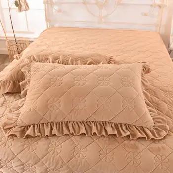 Crystal Aksomo Tirštėti Lovatiesė Įrengtas Lapas vientisos Spalvos Šilta lova padengti Coverlet (arba Užvalkalas), Karalius, karalienė dydžio Patalynės