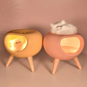 Cute Cat House Touch Tamsos LED Nakties Šviesos Lempos Vaikams Kūdikių Miegamojo Lovos Apdailos Kūrybos Dovana, Stalo Lempa