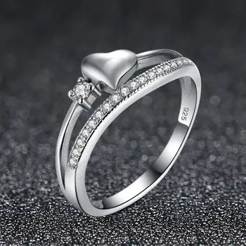 DALARAN Meilė Širdyje Romantiškas Vestuvių Žiedai 925 Sterlingas Sidabro Moterų Kūrybos Putojantis CZ Žiedas Fine Jewelry Karšto Parduoti
