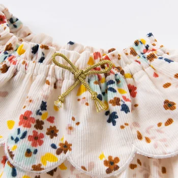 DBZ15251 dave bella rudenį kūdikių mergaičių mados lankas gėlių spausdinti akių drabužių rinkiniai vaikams mielas komplektai vaikams 2 vnt kostiumas