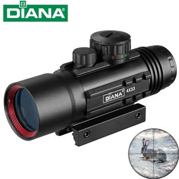 DIANA 4X33 Green Red Dot Akyse taikymo Sritis Taktinė Optika Riflescope Tinka 11mm 20mm Geležinkelių uoksai Medžioklės