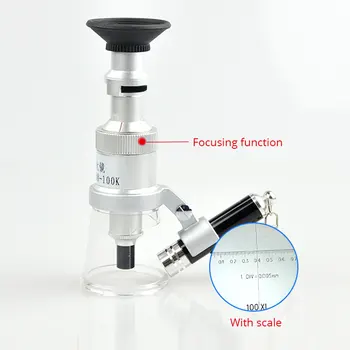 DIV 0.01 0.005 mm mm aukščio Pėdų didinamasis stiklas 50X 100X Kišeninis Mikroskopas su Skale LED Didinamojo Stiklo, Tekstilės Marginimo