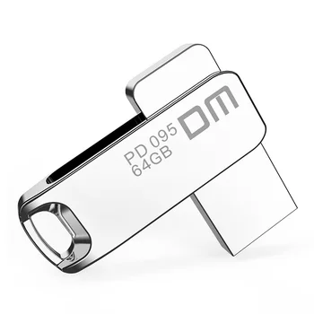 DM PD095 USB Flash Drive 32GB Full Metal Pendrive Memory Stick Micro 64GB Nekilnojamojo Talpa 16GB Sidabro U disko