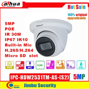 Dahua 5MP IP Kameros Lite Dome IPC-HDW2531TM-KAIP-S2 IR30m POE built-in MIC Micro SD atminties VAIZDO Pažangus Aptikimo