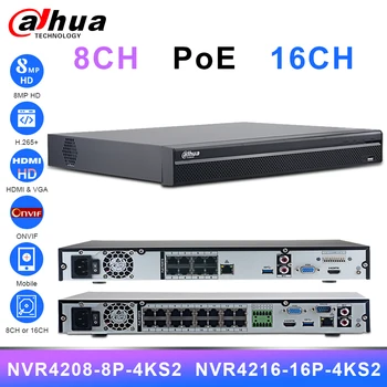 Dahua PoE NVR 8CH 16CH 4K NVR4208-8P-4KS2 NVR4216-16P-4KS2 su HDD PoE Uosto 8MP H. 265 2 SATA dėl IPC IP Kameros, Apsaugos Sistemos