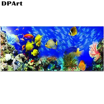 Daimond Tapybos 5D kvadratiniu/ Apvalus Žuvis, Povandeninis Pasaulis Dekoracijos, Deimantas, kalnų krištolas Kristalų Kryželiu Mozaikos Dekoro M024