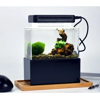 Darbalaukio Akvariumas Mini Plastiko Silent Žuvų Bakas su LED Vandens Filtrą, LED Oro Siurblys Aukštos Kokybės Bio Žuvų Akvariumas Filtro Siurblys