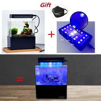 Darbalaukio Akvariumas Mini Plastiko Silent Žuvų Bakas su LED Vandens Filtrą, LED Oro Siurblys Aukštos Kokybės Bio Žuvų Akvariumas Filtro Siurblys