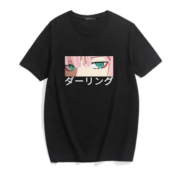 Darling į franxx anime Harajuku Nulis DU graži mergina spausdinti moterų viršūnių laisvi naujas vasaros trumpas rankovėmis chic moterų marškinėliai