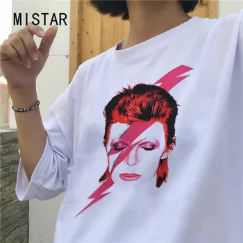 David Bowie Portretas t-shirt Spausdinimas Įdomus Hip-Hop Vasara Nauja, T-shirt Streetwear Asmenybės punk ins Moterims topai marškinėliai Harajuku