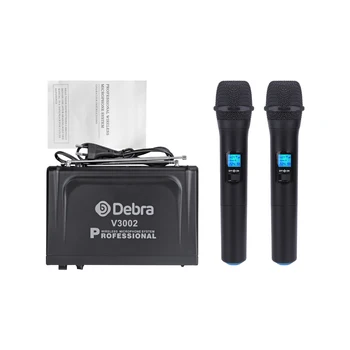 Debra Garso V3002 VHF Bevielis Dual HandHeld Microphone Mic Sistemos Bažnyčia, Vestuves, Karaoke,verslo susitikimų!!!Švarus Garsas!