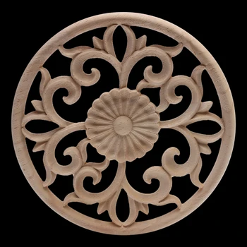Dekoratyviniai Antikos Gamtos Tekinto Medžio Figūrėlės Medienos Decal Medienos Aplikacijos Kaulo Didelis Ilgas Ovalo Formos Medinis Langas, Baldai, Spintos
