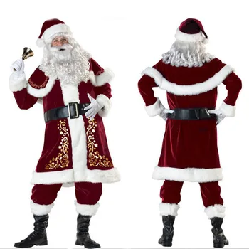 Deluxe Vyrai Moterys Kalėdų Kostiumas Cosplay Pora Santa Claus Vienodos Atostogų