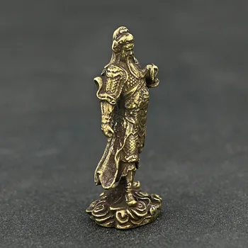 Derliaus Vario Kinijos Dievo Turtų Gong Guan Statula Mažų Ornamentais Retro Brass Guan Yu Figūrėlės Stalo Dekoracijos, Amatų Dovana