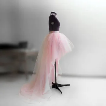 Didelis Mažas Blush Pink Vestuvių Tiulio Sijonas Mados Aukštos Juosmens Moterų Ilgas Sijonas Asmeninį Nesimetriškas Promenadzie Suknelė Užtrauktukas Stilius