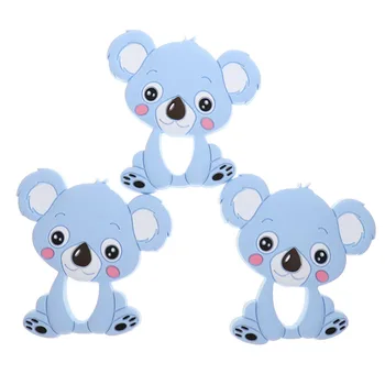 Didmeninė Meškėnas Silikono Koala Baby Teether 10pc BPA Free Naujagimių Kramtyti Karoliai Dušo Dovana Animacinių filmų Gyvūnų Pakabukas Pelėda 