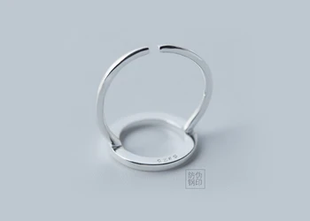 Didmeninė Nekilnojamojo 925 Sterlingas Sidabro Atidaryti Apvalus Žiedas Piršto Žiedą, reguliuojamo dydžio geometrinis sterlingų-sidabro papuošalai GTLJ655