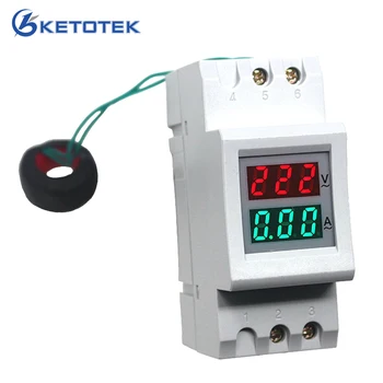 Din Bėgelio Skaitmeninis Įtampos Srovės Matuoklis AC Voltmeter Ammeter AC 80.0-300.0 V / AC 200.0-450.0 V 100A Volt Amp Stebėti