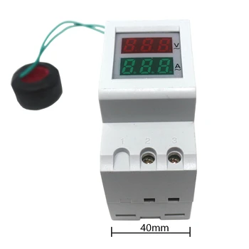 Din Bėgelio Skaitmeninis Įtampos Srovės Matuoklis AC Voltmeter Ammeter AC 80.0-300.0 V / AC 200.0-450.0 V 100A Volt Amp Stebėti