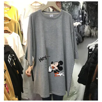 Disney Marškinėliai Ei Mickey Mouse Spausdinti Palaidinės Vasaros Grafinis Atsitiktinis Moterų Drabužiai Viršūnes Tee Korėjos Stiliaus Lady Mados Marškinėliai