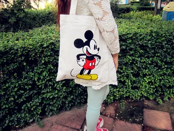 Disney Mickey Drobės Maišelį ekologiškų pirkinių krepšys mažų šviežių rankinėje pečių maišą animacinių filmų mados crossbody krepšiai moterims