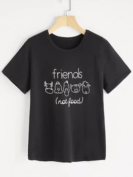 Draugai ne maisto t-shirt veganų marškinėliai pūlingas tumblr 90-ųjų mados moterų tees šūkis grafinis viršūnes camisetas tumblr marškinėlius - L092