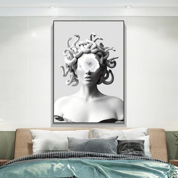 Drobė Menas, Plakatų Grafiti Meno Drobė Paveikslų Vaporwave Skulptūra Medusa Sienos Meno Padengti Veidą Medusa Nuotraukas