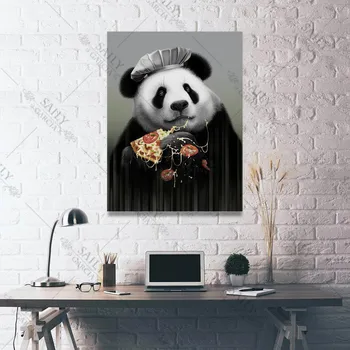 Drobė, Tapyba Pica Panda Hd Spausdinti Plakatai Black Hat Mielas Mielas Gyvūnų Sienos Meno Nuotrauką Kambarį Plakato Meno kūrinius Dekoras