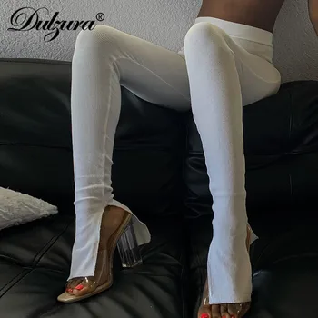 Dulzura briaunoti kieta moteris pieštuku kelnes ritininės juoda balta aukšto juosmens bodycon seksualus streetwear ilgos kelnės 2020 m. rudenį, žiemą