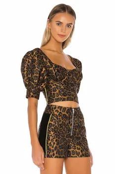 Dviejų dalių rinkinys moterims Forlove karštą vasaros leopard pasėlių viršų plonas, lengvas, tinka zip mini sijonas moterų kostiumas rinkiniai