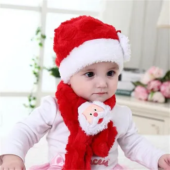 Dviejų dalių Šiltas baby Kalėdų skrybėlę žiemos Kalėdų pliušinis vaikų skrybėlę ir skara Kalėdų Skrybėlę 2-6 metų