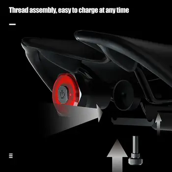 Dviračių Intelligent Auto Stabdžių Šviesos Jutiklis IPx6 Vandeniui LED Įkrovimo Dviračių užpakalinis žibintas Dviračių Priedų Žibintuvėlis