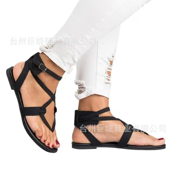 Dydis 43 Prabangūs Bateliai Moterims Dizaineriai Sandalias Mujer 2019 Suede Cross-Dirželis Gladiatorių Sandalai Moterims Butas Batai Zapatos De Mujer