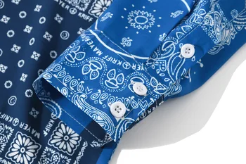ELKMU Derliaus Spausdinti Marškinėliai Vyrams Streetwear ilgomis Rankovėmis Marškinėliai Striukė 2020 M. Rudens Mados Mygtuką Palaidinė Atostogų Marškinėliai Blue HE260