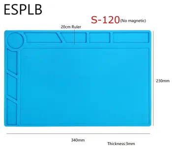 ESPLB 34x23cm S-120 Šilumos Izoliacija Trinkelėmis Silicio Litavimo Darbo Pad Mat Litavimo BGA Stoties Platformos Taisymo Įrankis 20cm Valdovas