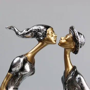Elegantiškas Kambarį Apdaila Kiss Porą Aksesuarų Mėgėjams Statula Dervos Statulėlės Rankdarbių Vestuvių Namo Širdies Formos Biuras