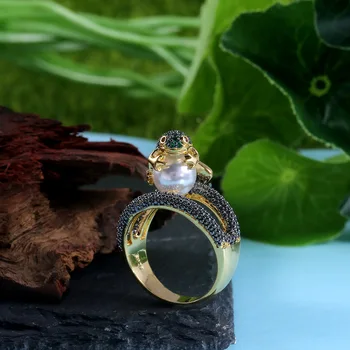 Elegantiškas Varlė žiedas 925 Sterlingas sidabro Bijou Pearl Nutiesti cz Šalis Vestuvių Juostoje Žiedai, moterų ir vyrų Mados Juvelyrika